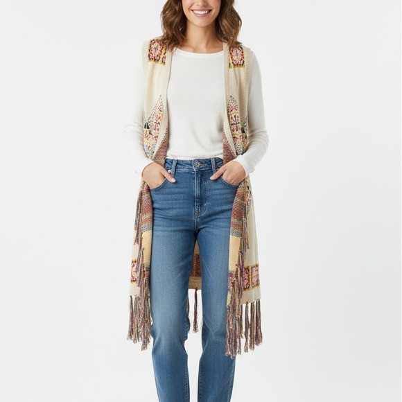 Bohemian Cream Fringe Vest - Picture 2 of 10